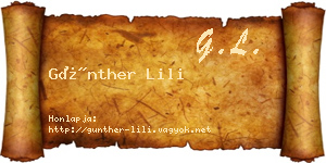 Günther Lili névjegykártya